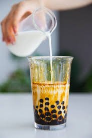 Tiger Milk Bubble Tea Adding the Milk
