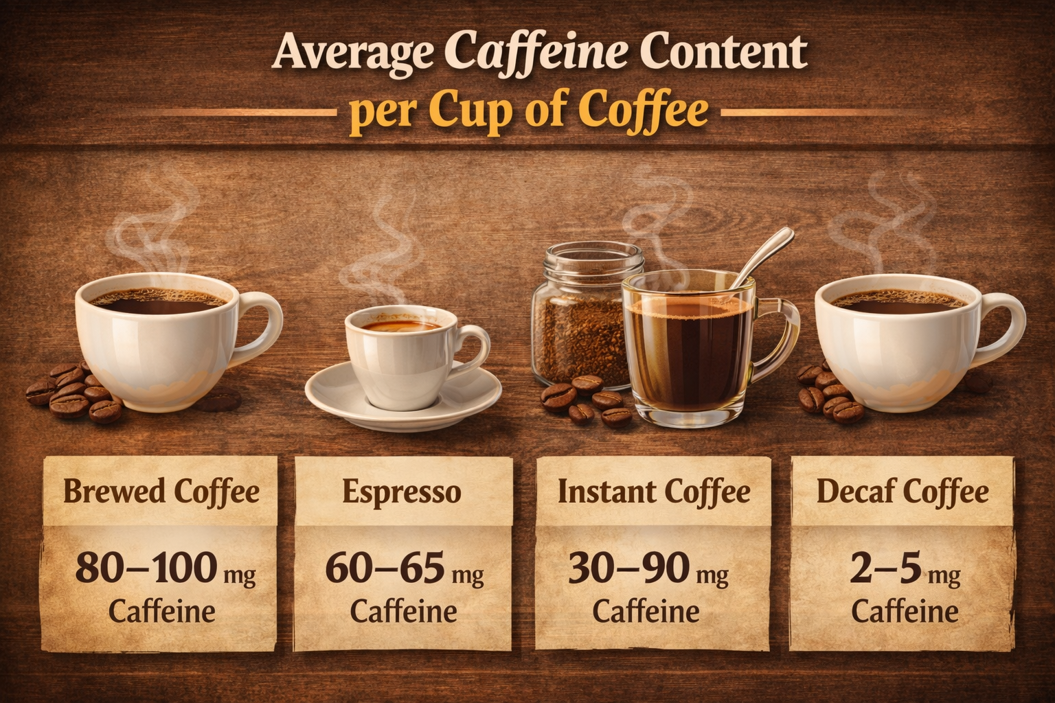 Caffeine Average Caffeine Content per Cup of Coffee