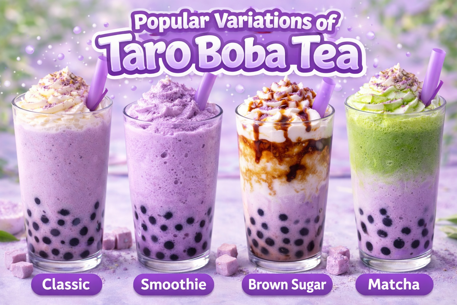Popular Variations of Taro Boba Tea