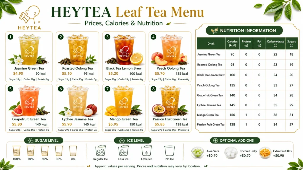 heytea leaf tea menu with price