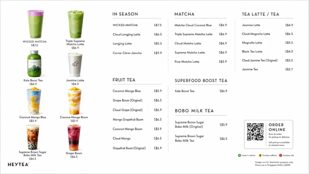 heytea menu with prices in singapore
