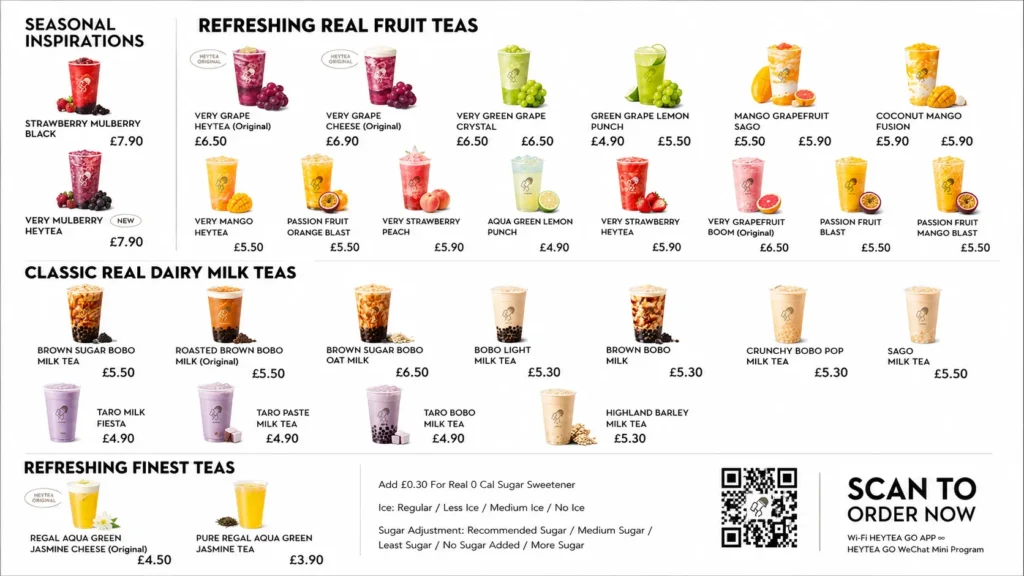 heytea menu with prices in uk