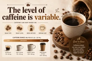 The level of caffeine is variable.